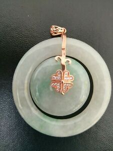 【送料無料】ジュエリー・アクセサリー ライトナチュラルグリーングレードジェイダイトジェイドペンダントダブルリングcertified icy light verde naturale grado a jadeite jade ciondolo con anelli a doppio