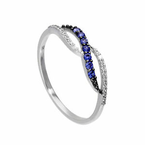 【送料無料】ジュエリー・アクセサリー ホワイトゴールドサファイアインフィニティスワールリングクリアクリスタル9ct white gold amp; sapphire infinity swirl ring w clear cz crystals i  u