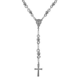 【送料無料】ジュエリー・アクセサリー コリアーシャペルクロワアンアルジャンローディエロングーcollier chapelet croix en argent 925 rhodie  longueur 45cm  5cm  neuf