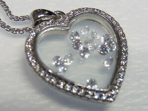 【送料無料】ジュエリー・アクセサリー ハートダイモンズシルバーペンダントチェーンネックレスsemplicemente squisita forma a cuore galleggiante daimonds cz pendente dargento collana catena