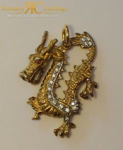 【送料無料】ジュエリー・アクセサリー ドラゴンシルバースターリングペンダントミリメートルcz 925 drago argento sterling ciondolo immerso in oro 9ct 235g 60 x 40 mm