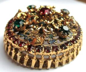 【送料無料】ジュエリー・アクセサリー ユニークブロシュアンシエンヌプラケクリストールビエメロードビジューヴィンテージunique broche ancienne plaque or cristaux rubis emeraude bijou vintage 5235