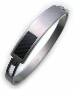 【送料無料】ジュエリー・アクセサリー ステンレススチールブレスレットリンジリジッドブレスレットbracciale in acciaio inox con carboneinlage bracciale rigido da donna s5022