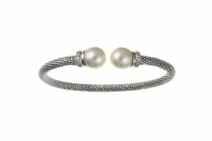 【送料無料】ジュエリー・アクセサリー シルバージルコーニメッシュブレスレットトルクargento zirconi  acque dolci coltivate perle rete bracciale torque