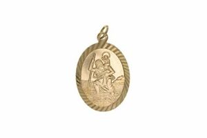 【送料無料】ジュエリー・アクセサリー ゴールドセントクリストファーチャームペンダント9ct oro st christopher ciondolo charm