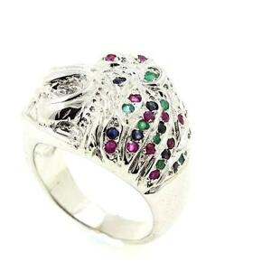 【送料無料】ジュエリー・アクセサリー バゲエメローデサフィールルビスアージェントライオンアンフォルムbague emeraude saphir rubis argent 925 en forme de lion
