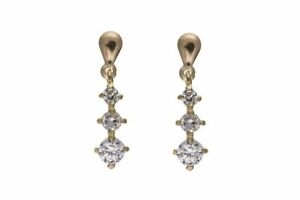 【送料無料】ジュエリー・アクセサリー ジルコンハンギングイヤリングcon zirconi cubici in oro 9ct orecchini pendenti della trilogia