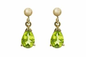 【送料無料】ジュエリー・アクセサリー リアルゴールドペリドトダングリングイヤリング9ct oro vero peridoto orecchini pendenti a