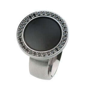 【送料無料】ジュエリー・アクセサリー リングジルコニブラックステンレスdesign serio anello r211 bl zirconi nero acciaio inox 20 mm larghezza 4862