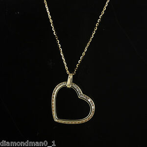 【送料無料】ジュエリー・アクセサリー ゴールドネックレスハートペンダントcollana in oro giallo 9ct con ciondolo a forma di cuore cz inclinato
