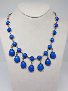 【送料無料】ジュエリー・アクセサリー カボションヴィンテージネックレスカスケードゴールドトーンcollana vintage con inserti blu cabochon a cascata tono oro
