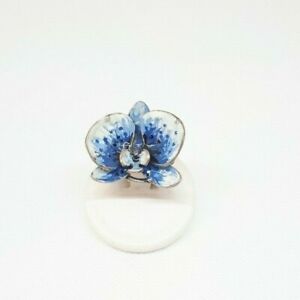 【送料無料】ジュエリー・アクセサリー ガラスイマゴシルバーリングimmago anello argento con fiore orchidea blu smaltato a mano