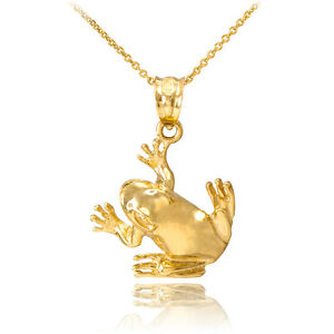 【送料無料】ジュエリー・アクセサリー イエローゴールドフロッグネックレスラッキーチャームヒールgiallo 14k oro rana collana con ciondolo portafortuna purezza rinascita guarire