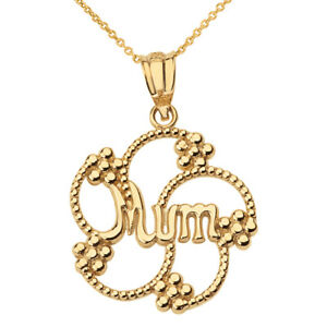 【送料無料】ジュエリー・アクセサリー ソリッドイエローゴールドマムビーズプロットペンダントsolid 14k giallo oro mum perline trama vortice fiore petali ciondolo 27,937円