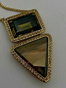 【送料無料】ジュエリー・アクセサリー ビンテージゴールドメタルスワロフスキークリスタルペンダントネックレスvintage a oro metallo collana ciondolo di swarovski crystal lunghi 80cm