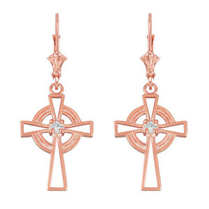 【送料無料】ジュエリー・アクセサリー ゴールドローズケルトアイリッシュクロスペンダントペンダントリアレバー14k oro rosa celtico irlandese croce cz pendentependente leve posteriori
