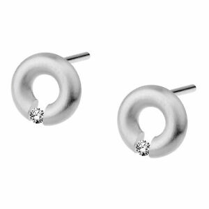 【送料無料】ジュエリー・アクセサリー ステンレスデザインイヤリングプラグdesign serio orecchini e539 in acciaio inox brillante 0,032 ct spina opaca