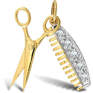 【送料無料】ジュエリー・アクセサリー ジュエルコロンドンゴールドハサミチャームペンダントjewelco london 9ct 2colore oro cz forbici e pettine charm ciondolo