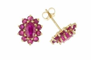 【送料無料】ジュエリー・アクセサリー ゴールドリアルルビーイヤリングペルノクラスタ9ct oro vero rubino orecchini a perno cluster
