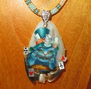 【送料無料】ジュエリー・アクセサリー チェシャペンダントアリスワンダーランドビーズネックレスcheshire gatto ciondolo alice in wonderland dipinto a mano perline collana