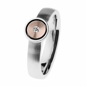 【送料無料】ジュエリー・アクセサリー デザインエビアリングロートゴールドステンレススチールdesign serio evia ring r524 brill 002 ct twsi rotgold 585 acciaio inox