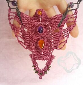 【送料無料】ジュエリー・アクセサリー アメジストアガタネックレスマイクロマクラメamethyst, collana in agata amp;, fatto a mano microdedicarmi al macrame da nodi damore