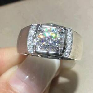 【送料無料】ジュエリー・アクセサリー ホワイトカットラウンドモイッサニテマンスターリングシルバーbianco taglio rotondo moissanite uomo fidanzamento anello 925 argento sterling