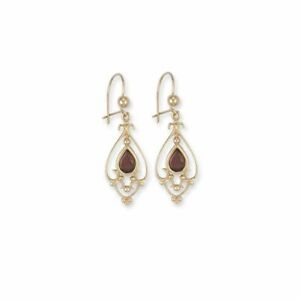 【送料無料】ジュエリー・アクセサリー ゴールドガーネットドロップイヤリング9ct oro granato orecchini a goccia｜hokushin