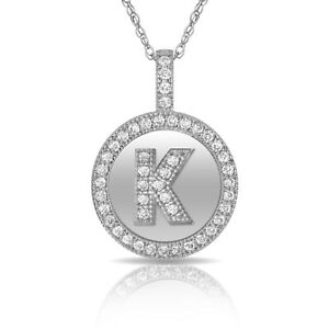【送料無料】ジュエリー・アクセサリー ブリリアントラウンドハローペンダントネックレスホワイトゴールドbrillante rotondo halo k lettera iniziale ciondolo collana 14k oro bianco 16,265円