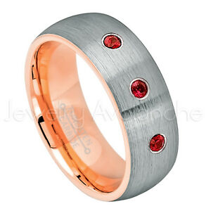 【送料無料】ジュエリー・アクセサリー ゴールドローズタングステンリングガーネットストーンラッキーチャームoro rosa tungsteno anello, 021ctw granato 3stone gennaio portafortuna 737