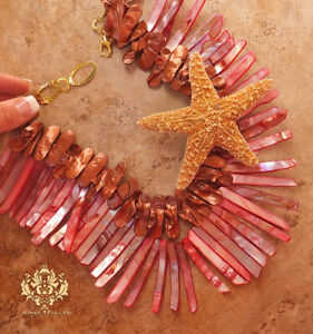 【送料無料】ジュエリー・アクセサリー ヒトデパールペンダントピンクブラウンシナモンネックレスvero starfish ciondolo madreperla rosa cannella marrone xl collana grande