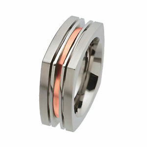 【送料無料】ジュエリー・アクセサリー ロートゴールドステンレスデザインリングdesign serio anello r182 in puro rotgold 750 18kt in acciaio inox larghezza 4871 bicolor
