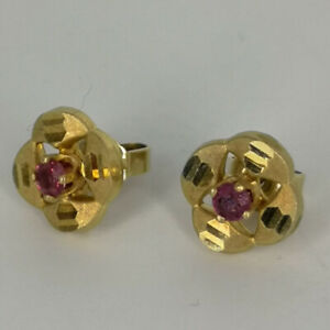 【送料無料】ジュエリー・アクセサリー クアドリフォリオゴールドイヤリングルビーdecorativa quadrifoglio orecchini in oro con rubini
