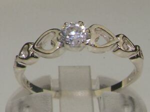 【送料無料】ジュエリー・アクセサリー ホワイトホワイトゴールドソリーレディースジルコンリングサイズ9ct oro bianco bianco cz zirconi da donna solitario anellotaglie j a z