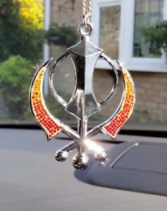 【送料無料】ジュエリー・アクセサリー シンカウルシークパンジャブシルバーメッキカンダミラーカーペンダントハングレッドsingh kaur sikh punjabi argento placcato khanda ciondolo auto posteriore specchio d 44,388円