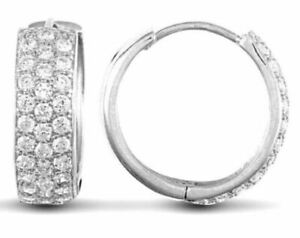 【送料無料】ジュエリー・アクセサリー ジュエルコロンドンホワイトゴールドパヴェラインフープイヤリングjewelco london 9ct bianco oro cz 3 riga pave 53mm abbraccino orecchini a cerchio 16mm