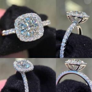 【送料無料】ジュエリー・アクセサリー ホワイトモイッサニテハローシルバーカットラウンドtaglio rotondo vicino bianco moissanite halo anello di fidanzamento 925 argento