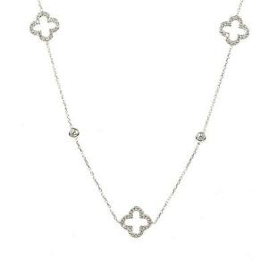 【送料無料】ジュエリー・アクセサリー シルバースターリングロングオープンクローバーネックレスlatelita 925 argento sterling lungo aperto trifoglio collana cz 90cm luccicante