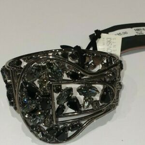 【送料無料】ジュエリー・アクセサリー オリジナルブラックグレースワロフスキーワイドパターンブレスレットbracciale fantasia largo con swarovski originali neri e grigi pib0007 47,880円