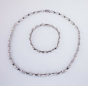 【送料無料】ジュエリー・アクセサリー スターリングシルバースプレンディドネックレスブレスレットセット1100ct twsplendido cz collana e bracciale set in sterling argento