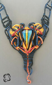 【貨物輸送無料】宝飾品・付属品 ネックレスマクレーdichiarazione collana vetro fuso, fatto a mano dedicarmi al macrame 地方検事 nodi damore