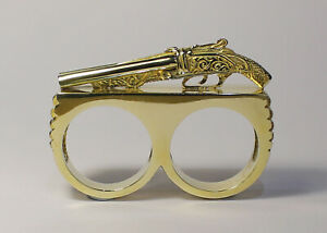 【送料無料】ジュエリー・アクセサリー ライフルリングゴールドディップビーム2 dichiarazione dito piccolo fucile anello, oro 9ct anabbagliante da uomo, 52g