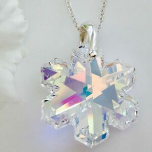 【送料無料】ジュエリー・アクセサリー スワロフスキークリスタルシルバーRペンダントネックレス925 argento realizzato con cristalli swarovski R 30mm grande fiocco di neve collana a un penden