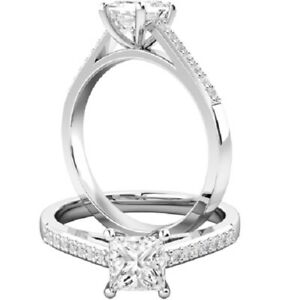 送料無料 ジュエリー アクセサリー プリンセスリアルモイッサニテソリッドホワイトゴールド062 Kt Principessa Vero Moissanite Fidanzamento Anello 14k Oro Bianco Massiccio Beyondthereturngh Com