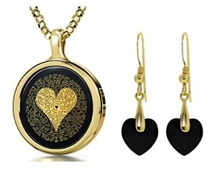 【送料無料】ジュエリー・アクセサリー ゴールドメッキクリスタルハートネックレスgold plated ti amo collana in 120 lingue e cuore di cristallo nero