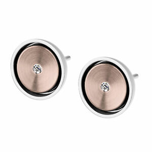 【送料無料】ジュエリー・アクセサリー ステンレスデザインイヤリングプラグミリメートルdesign serio orecchini e499 in acciaio inox brillante 0,016 ct oro spina 585 10 mm