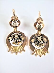【貨物輸送無料】宝飾品・添え物 アンティークゴールドイヤリングロッククリスタルantico orecchini oro 750 con onice e cristallo roccia, 6,07 g