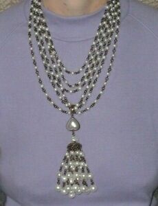 【送料無料】ジュエリー・アクセサリー ヴィンテージスティーブンドウェックブロンズバロックドロップパールネックレス