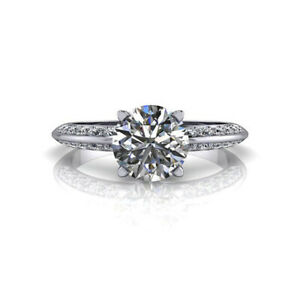 【送料無料】ジュエリー・アクセサリー ラウンドモアッサニテソリッドホワイトゴールド170 kt rotondo certificato moissanite fidanzamento anello 14k solido oro bianco