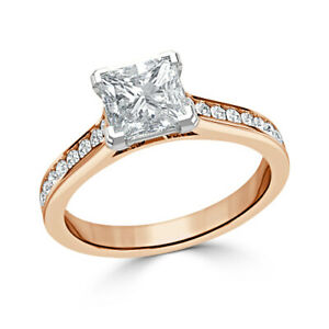 【貨物輸送無料】宝飾品・佩び物 プリンセスモイッサニテローズゴールドサイズ160 kt principessa moissanite fidanzamento fede nuziale 14k oro rosa misura 5 6